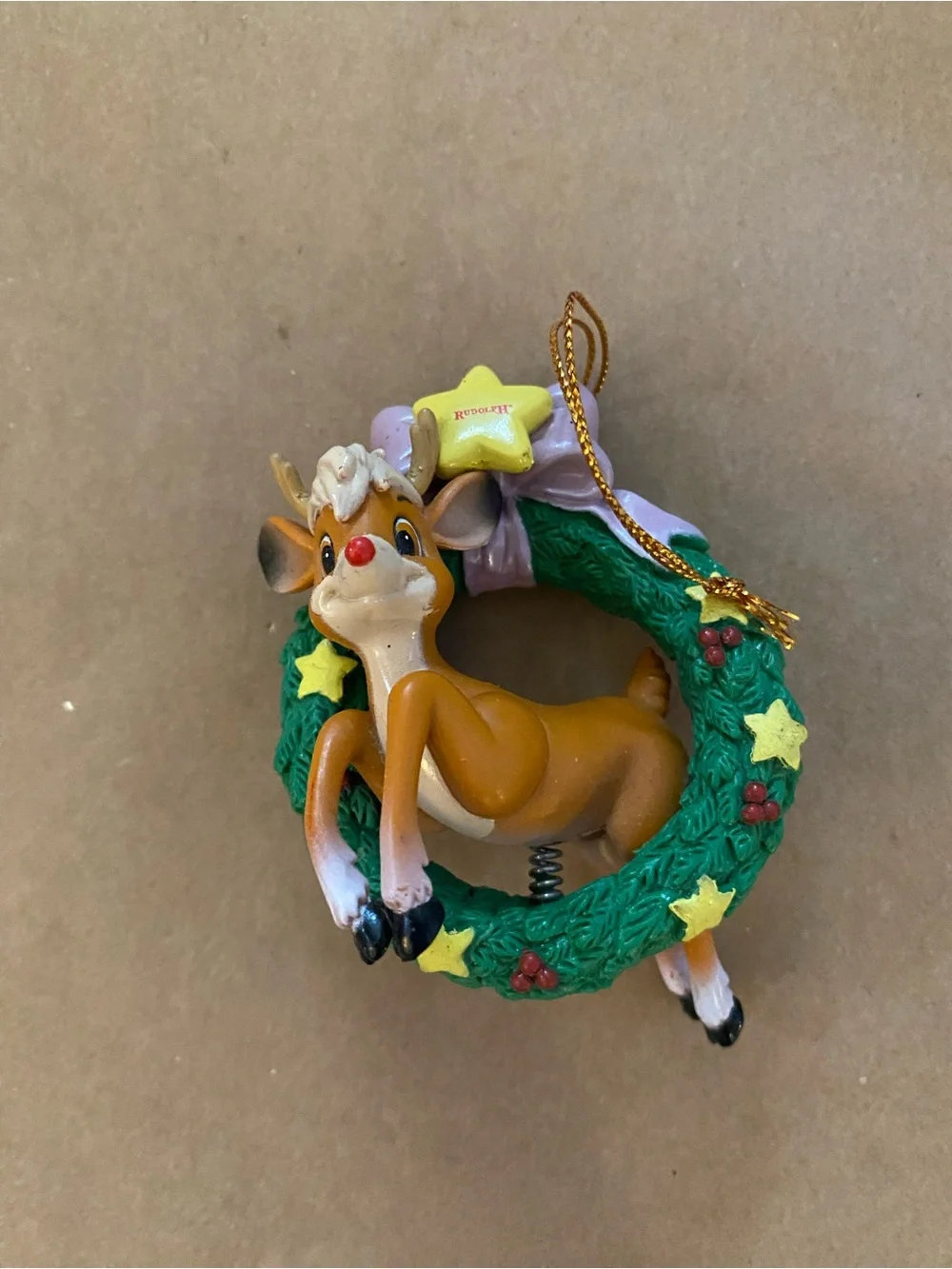 Rudolph The Reindeer Christmas Wreath Ornament Vintage 1998 Nostalgia cartoon